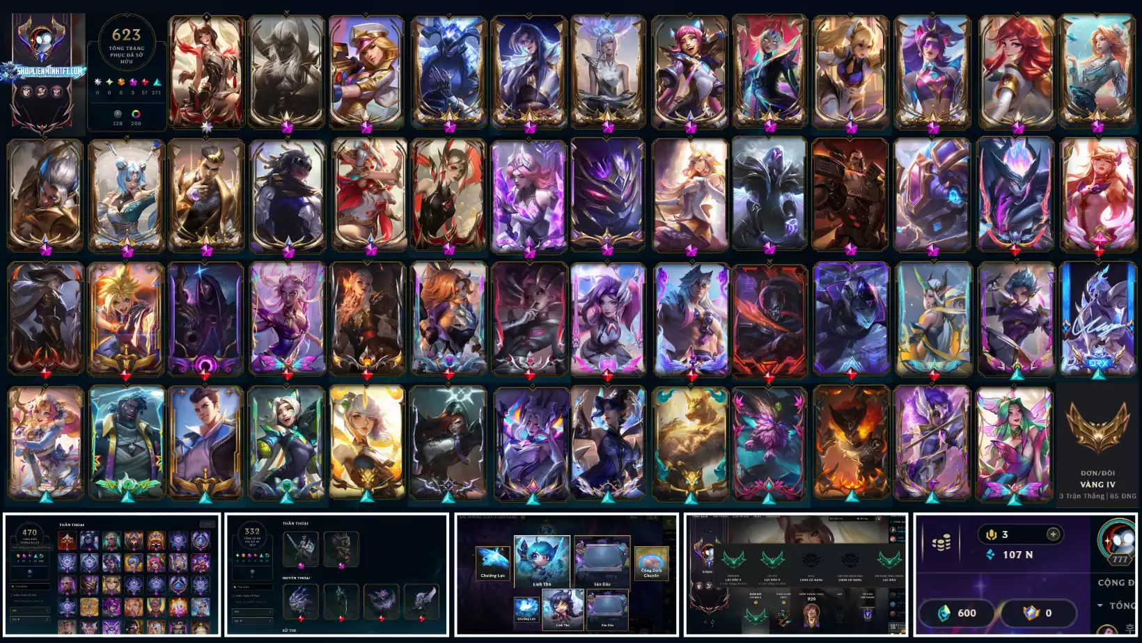 Rank Đơn Lục Bảo 2 - Rất Nhiều Khung Đẹp  626 Skin - Lv 777 - Full Tướng  Đa Sắc 332 TFT - Đủ Chơi  Thông Tin Hỗ Trợ Đầy Đủ - Bảo Hành 100%